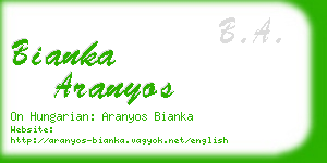 bianka aranyos business card